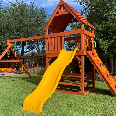 Swing Sets with Wood Roofs