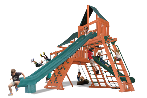 Playground One Original Playcenter Swing Set with 5.5' Platform, Sky Loft, and Super Ride Slide