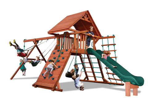 Playground One Original Playcenter Swing Set with 5.5' Platform and Wood Roof