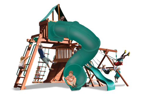 Playground One Original Playcenter Swing Set with 5' Platform and Spiral Slide