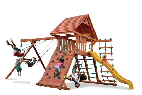 Playground One Original Playcenter Swing Set with 5' Platform and Wood Roof