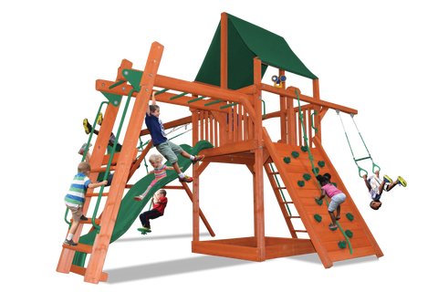 Playground One Premier Fort Swing Set with 5' Platform and Monkey Bars