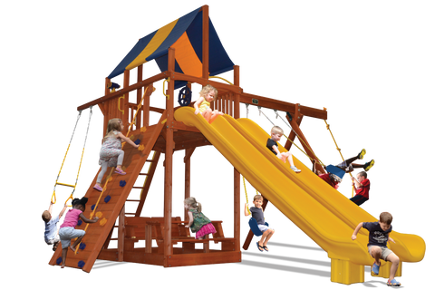 Playground One Premier Fort Swing Set with 7.5' Platform and Double Slides