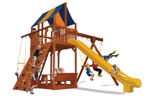 Playground One Premier Fort Swing Set with 7.5' Platform and Picnic Table