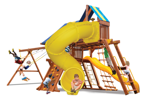 Playground One Premier Playcenter Swing Set with 5.5' Platform and Spiral Slide