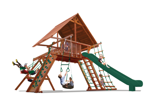 Playground One Premier Playcenter Swing Set with 7.5' Platform and Wood Roof